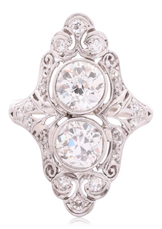 Vintage 14k white gold diamond ring
