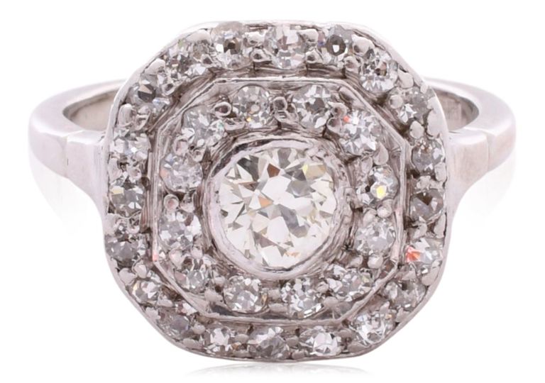 14k white gold and platinum diamond ring