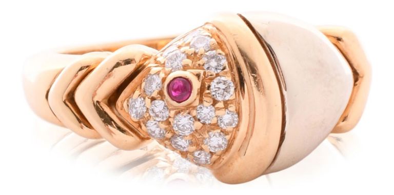 18k bi-color gold diamond ring
