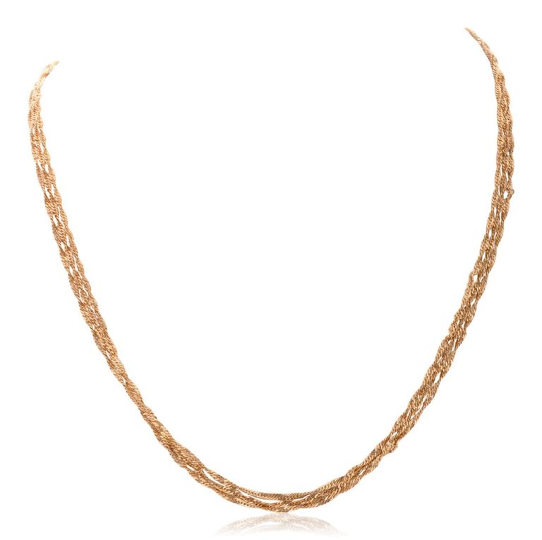 18k gold triple chain necklace