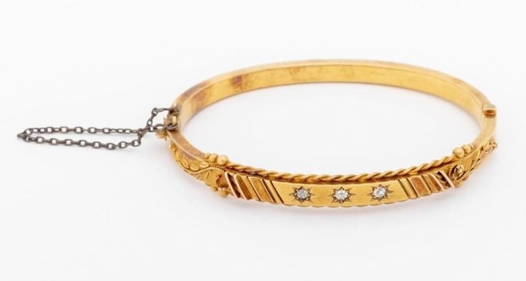 Victorian 15k gold diamond bangle