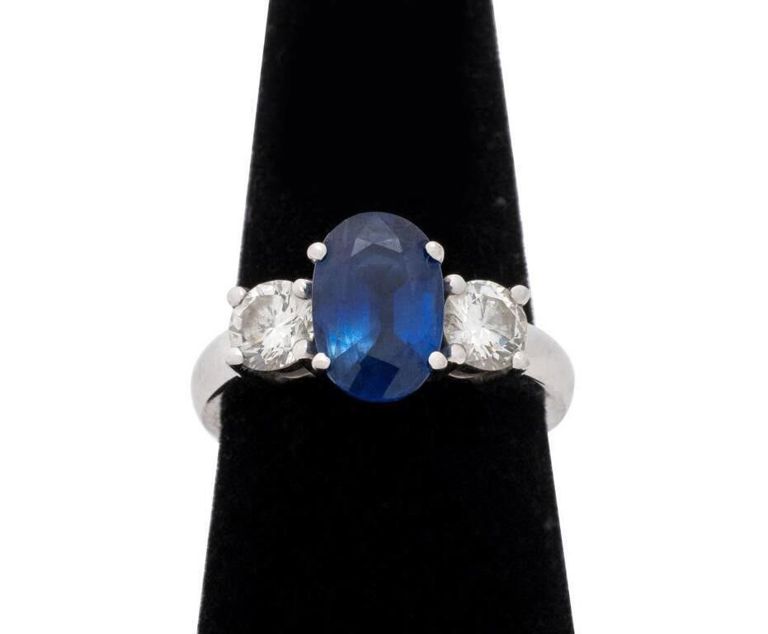 14k white gold sapphire diamond ring