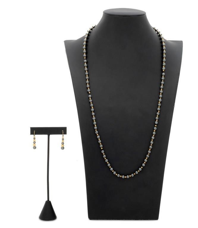 14k gold hematite bead jewelry set