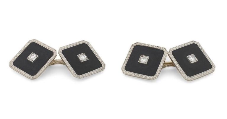 Platinum 14k onyx diamond dress set