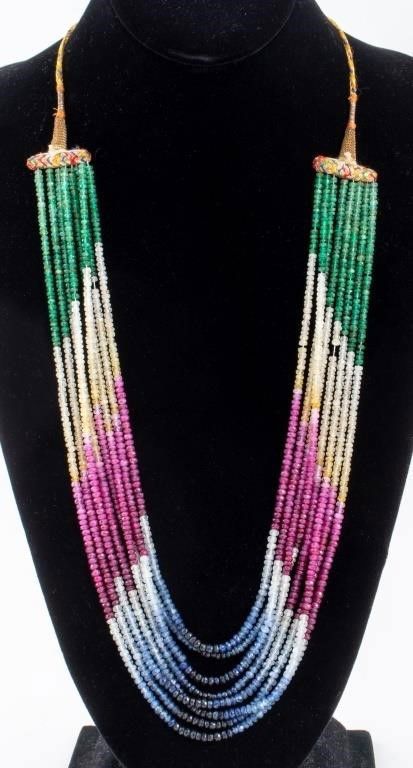Multi-colored gemstone rondelle necklace
