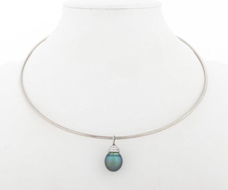14k white gold collar pearl necklace