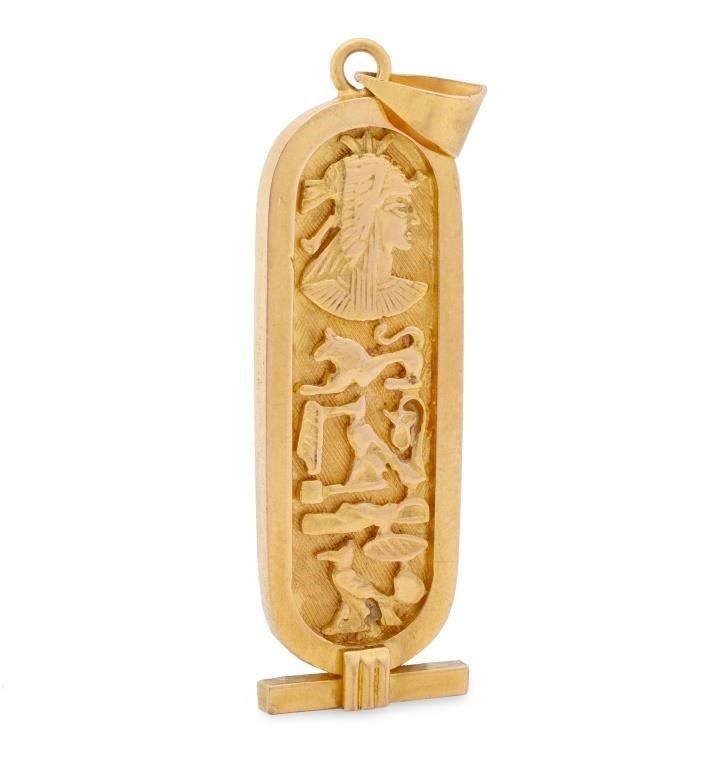 18k gold Egyptian cartouche pendant