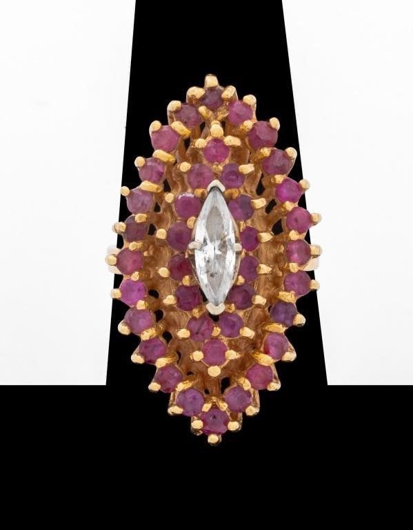 14k gold ruby diamond ring