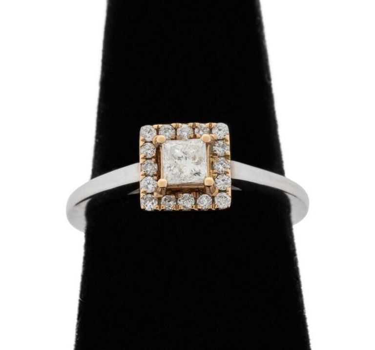 14k white and yellow gold diamond ring