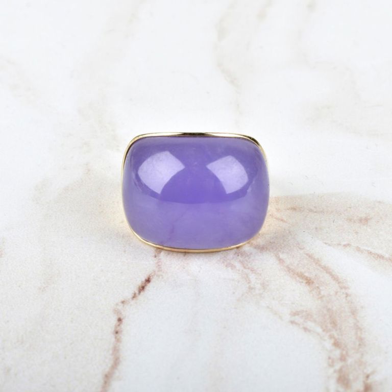 14k yellow gold lavender jade ring