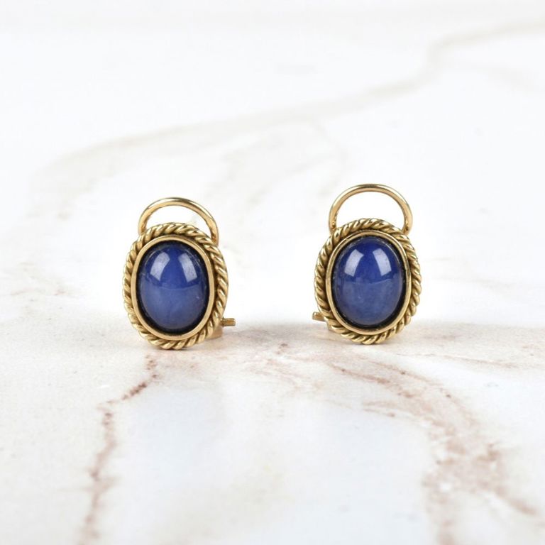 14k yellow gold star sapphire stud earrings