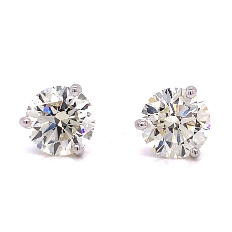 14k white gold diamond srud earrings