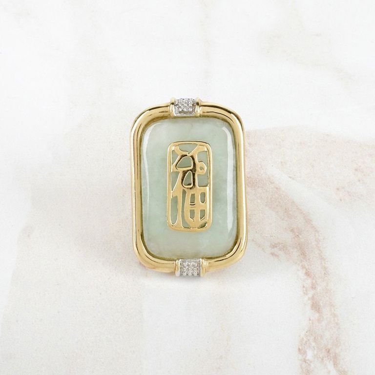 14k yellow gold celadon jade ring