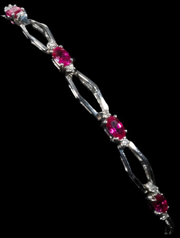 14k white gold diamond and ruby bracelet