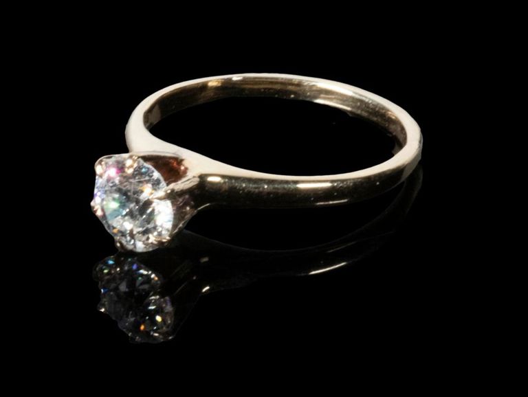 14k yellow and white gold diamond solitaire engagement ring