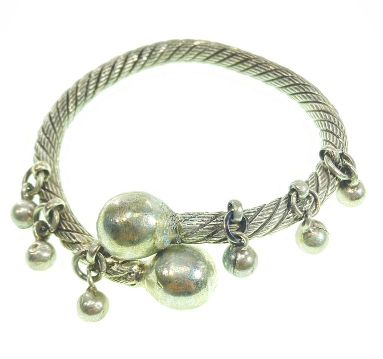 Silver cable cuff bracelet