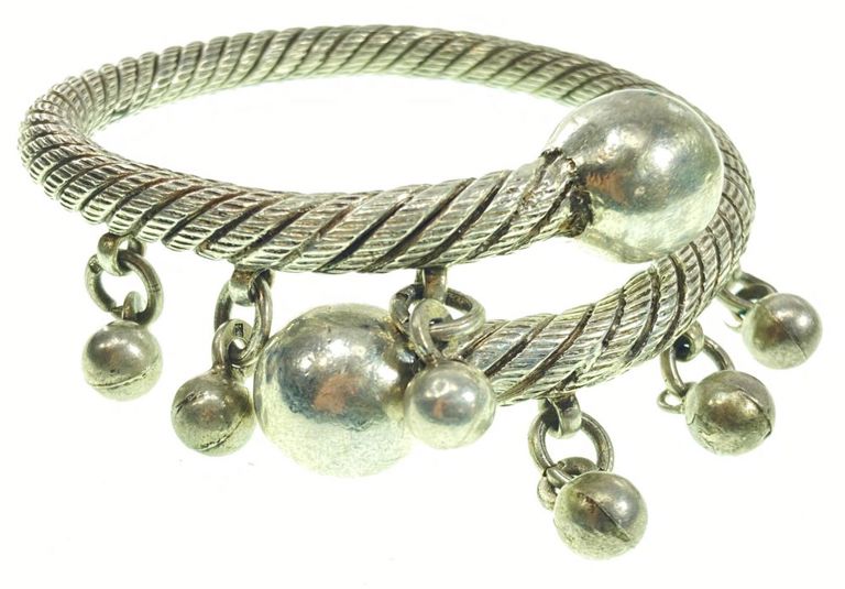 Silver cable cuff bracelet