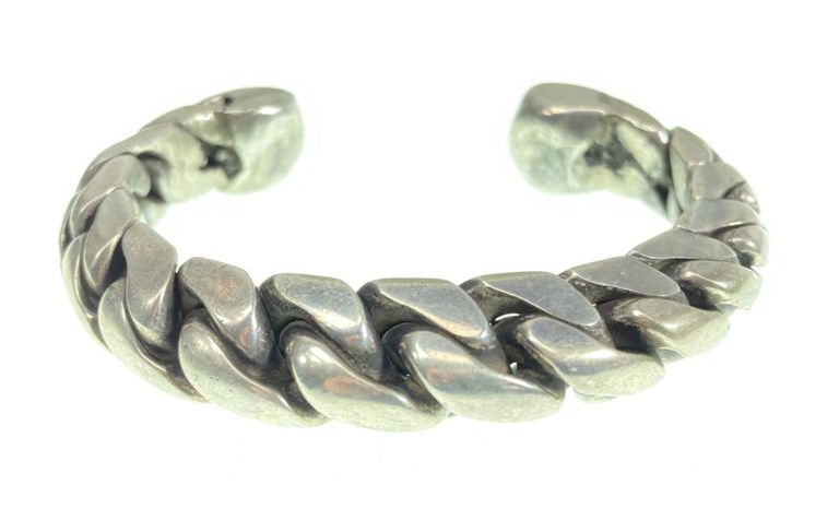Silver Cuban link cuff bracelet
