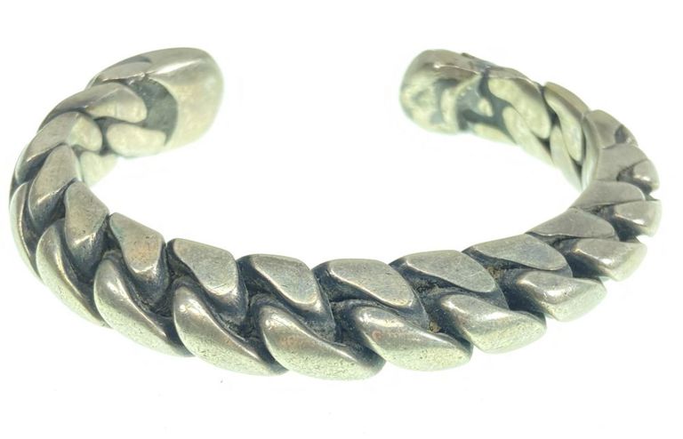 Silver Cuban link cuff bracelet