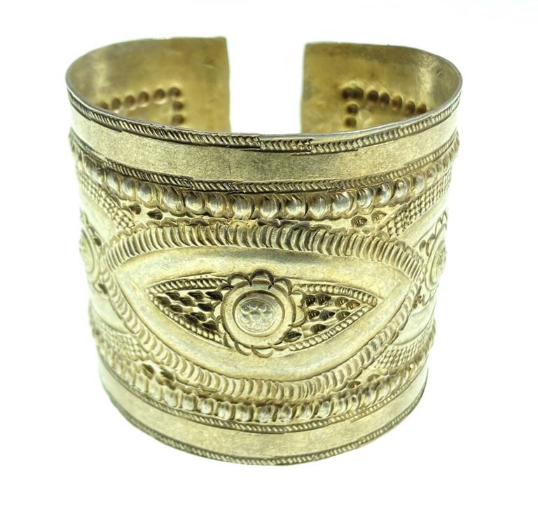 Berber silver gold wash cuff bracelet