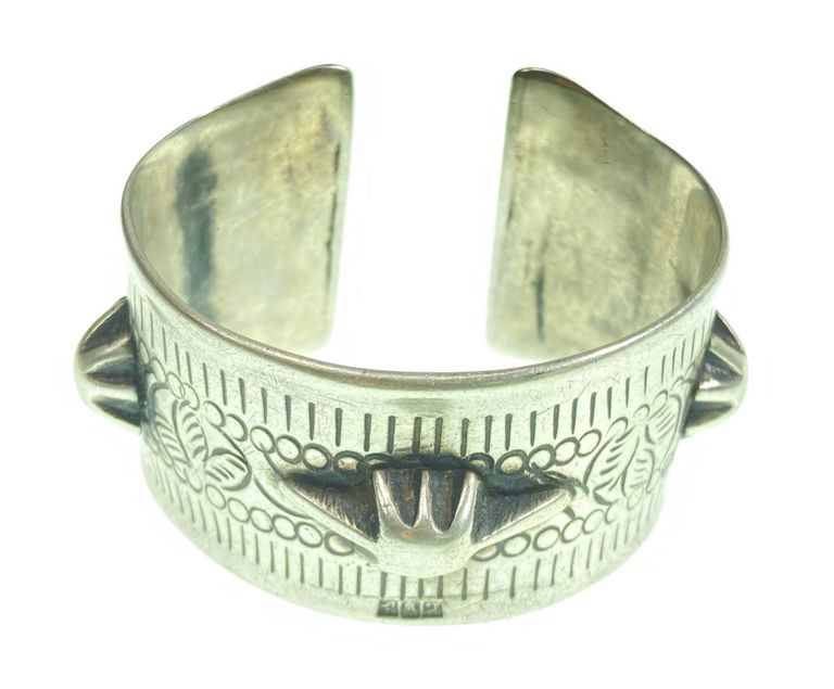 Egyptian silver studded cuff bracelet