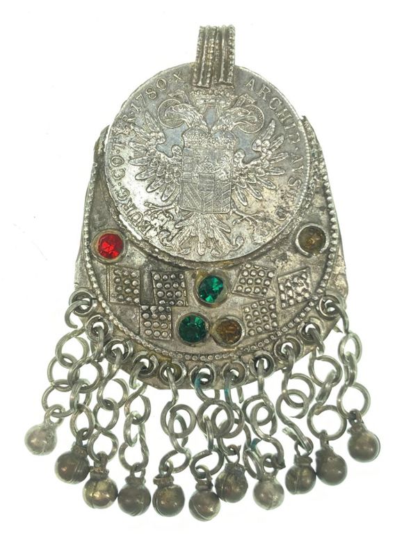 Antique Yemen silver coin pendant