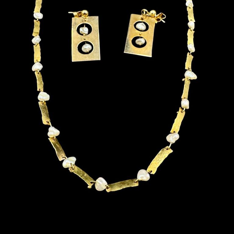 14k pearl necklace and earrings