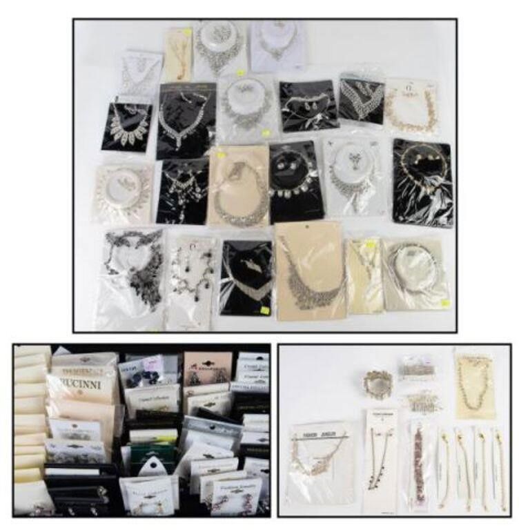 Costume jewelry lot with rhinestones and CZ