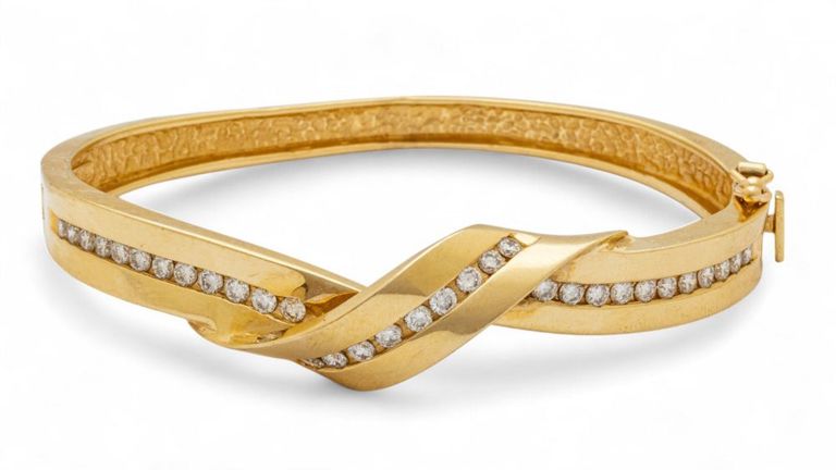 14k gold diamond bangle bracelet