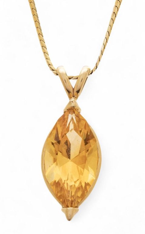 14k yellow gold citrine pendant necklace