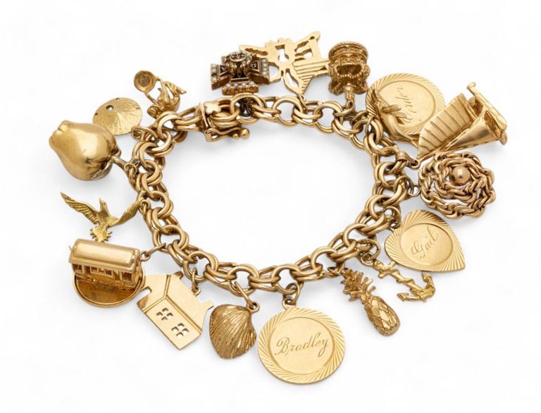 Vintage gold charm bracelet