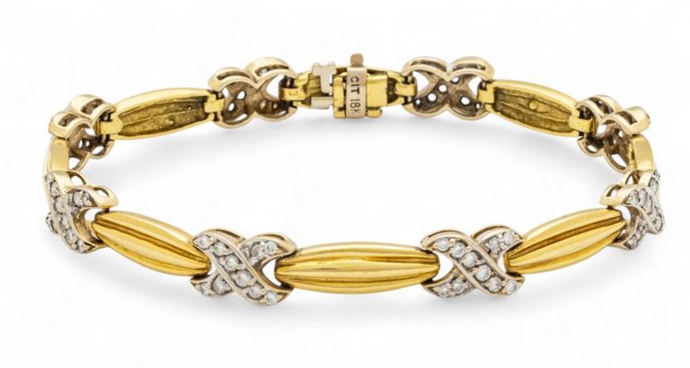 18k gold diamond link bracelet