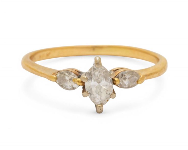 14k gold marquise diamond ring