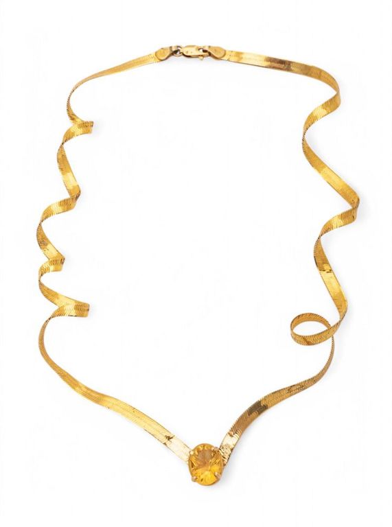 Italian 14k gold citrine pendant necklace
