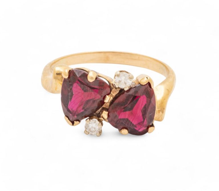 Yellow gold ruby and diamond ring
