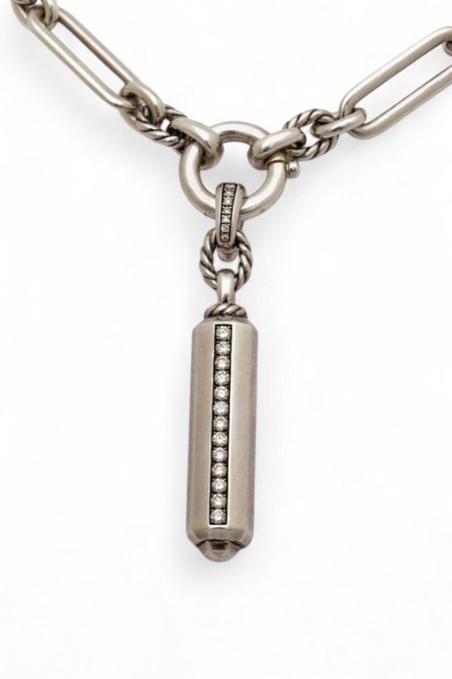 Silver diamond pendant necklace