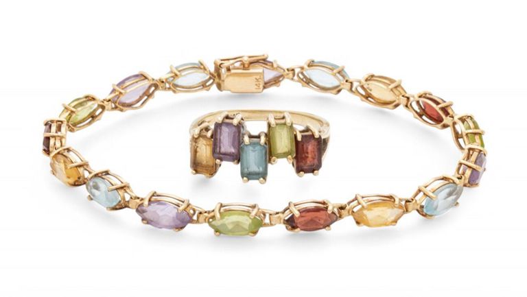14k gold bracelet and 10k gold ring set