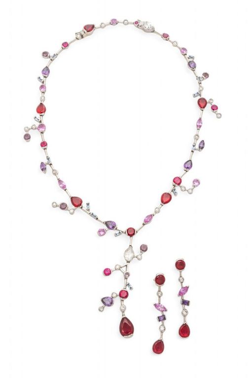 Sterling silver garnet and stone jewelry set