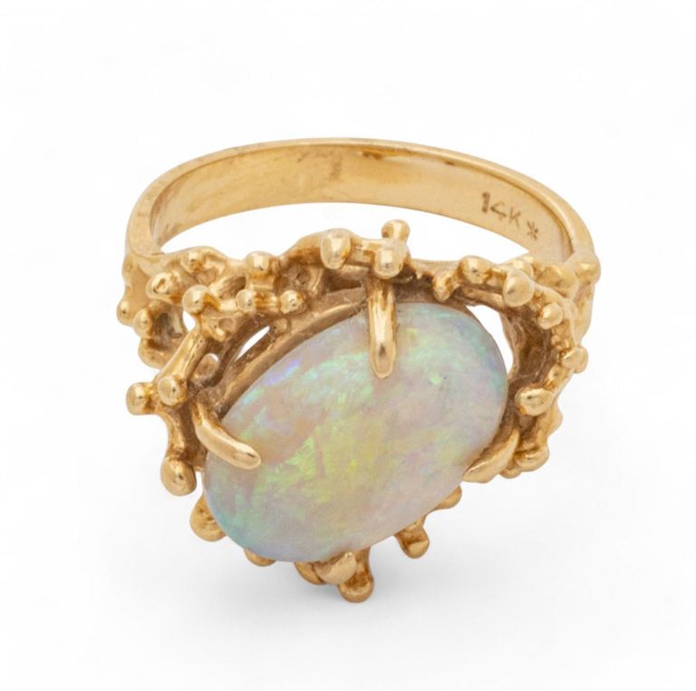 14k yellow gold opal ring