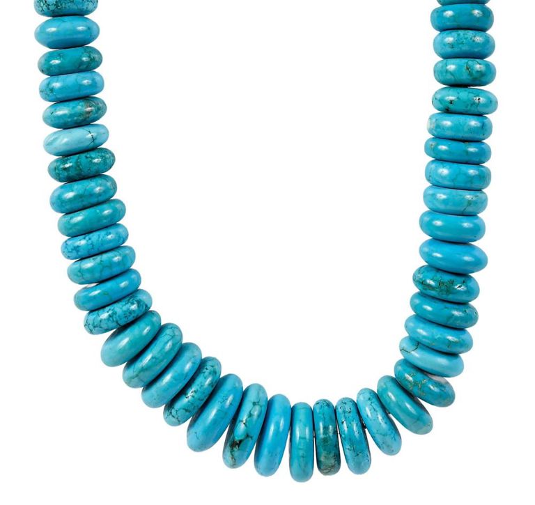 Sterling silver turquoise rondelle necklace