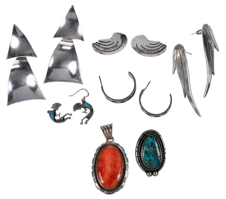 Sterling silver Mexican and Native jewelry set