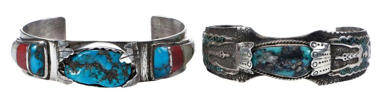 Sterling silver turquoise inlay bracelet set