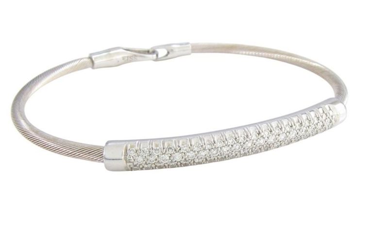 14k white gold diamond bangle bracelet