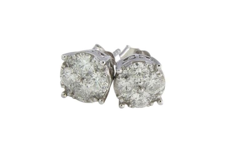 14k white gold stud diamond earrings
