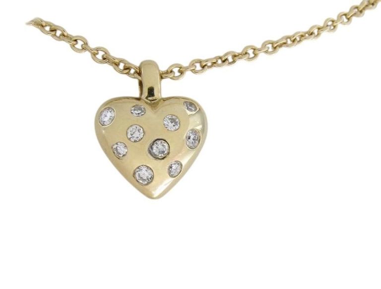 14k yellow gold diamond pendant necklace