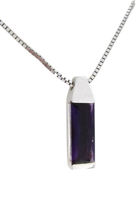 14k white gold amethyst pendant necklace