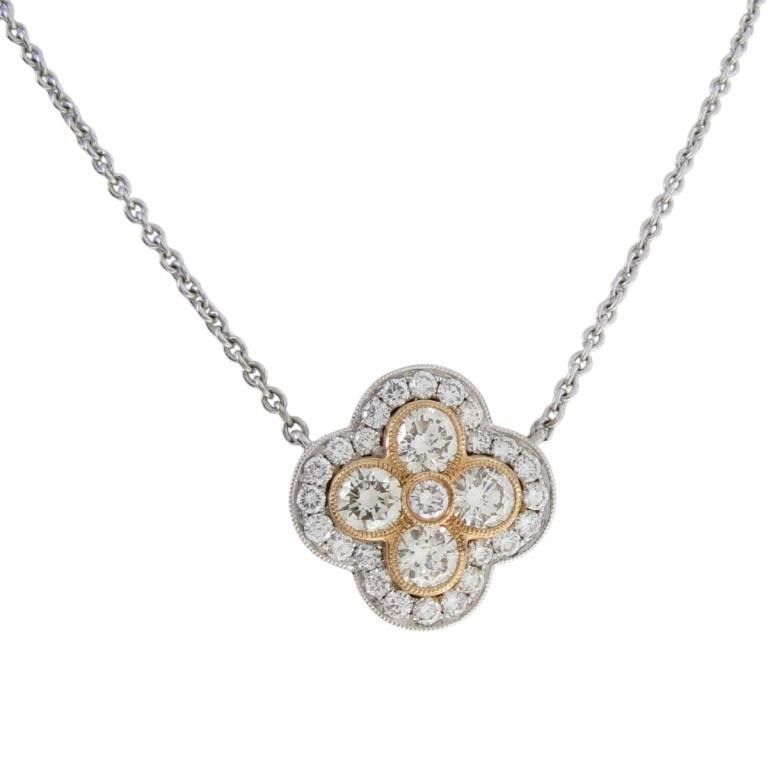 18k white and rose gold diamond necklace