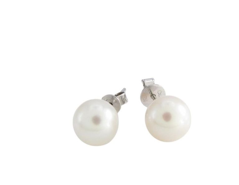18k white gold pearl stud earrings