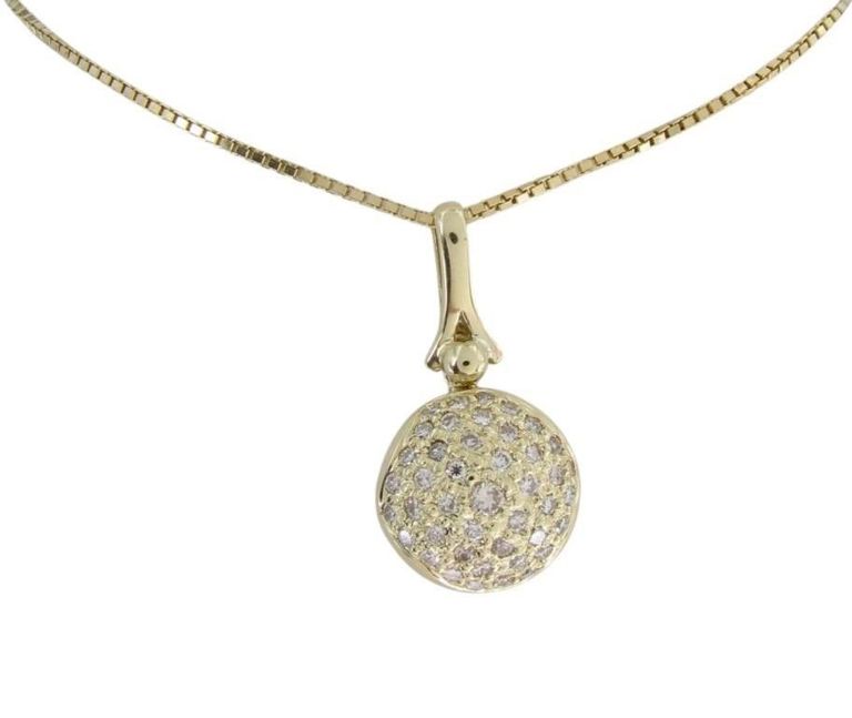 14k yellow gold diamond circle pendant necklace