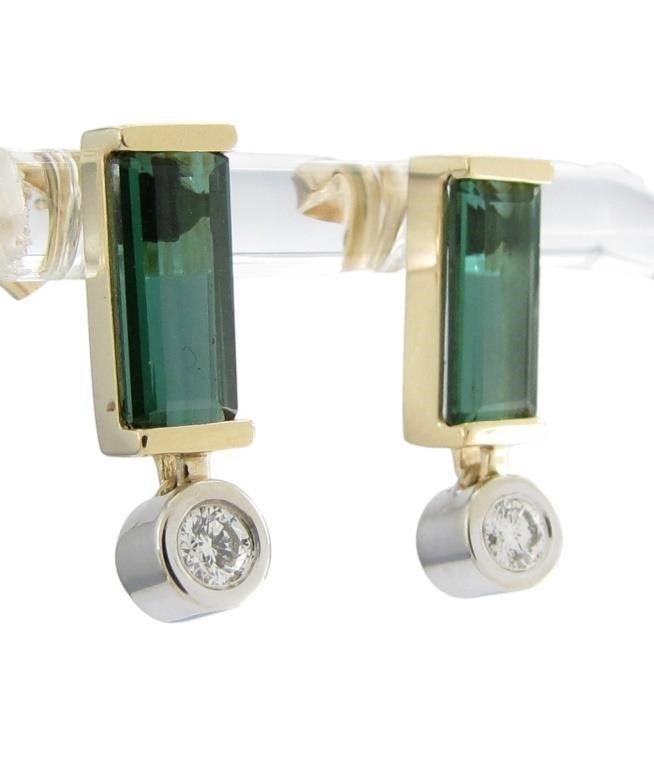 14k white and yellow gold tourmaline earrings